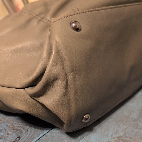 Furla Beige Leather Tote Bag Slouchy Fade Vintage Roomy 10 x 16 Purse - Picture 6 of 16